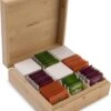 Theedoos Van ZENZYTEA® - Bamboe - Theedoos 9 Vaks - Inclusief 3 Theeblikken Voor Losse Thee - Geschikt Voor Grote & Kleine Theezakjes - Vierkant - Grote Vakken - Luxe Verpakking - Cadeau -Woonwinkel 925x1200 1