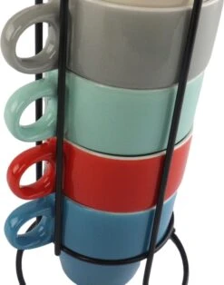 Orange85 Koffiekopjes - Met Houder - Set Van 6 - Gekleurd - 300 Ml - Keramiek -Woonwinkel 945x1200