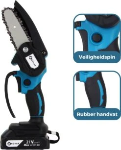NovarGarden® Mini Kettingzaag NG1 - Met 2x Accu - Takkenzaag - Snoeizaag - Electrisch - Handzaag - Boomzaag - 21V -Woonwinkel 970x1200
