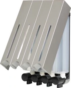 Aquathof, Zeepdispenser, RVS Kleur, 4 Kamer, 4 Reservoirs, 4x500ml, Hangend - Wandmontage -Woonwinkel 970x1200 4