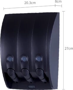 Aquathof, Zeepdispenser, Mat Zwart, 3 Kamer, 3 Reservoirs, 3x350ml, Hangend, Wandmontage -Woonwinkel 975x1200 2