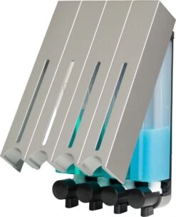 Aquathof, Zeepdispenser, RVS Kleur, 4 Kamer, 4 Reservoirs, 4x500ml, Hangend - Wandmontage -Woonwinkel 976x1200 1