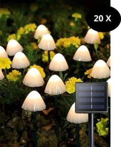 Cynergie - Tuinverlichting Op Zonneenergie - 20 X Led Lampen - Solar Lampjes Met Paddenstoelen - Kerstverlichting Buiten