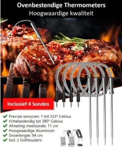 Hermanos® Digitale BBQ Thermometer Draadloos - Keukenthermometer - Bluetooth Met App - 4 Sondes - Magneet - Incl. Batterijen -Woonwinkel 996x1200 3